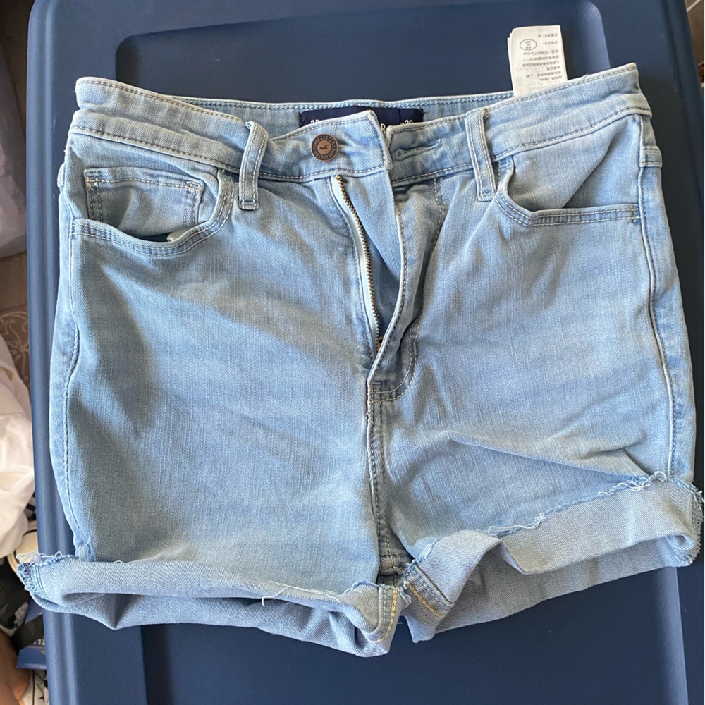 Hollister light blue denim high waisted shorts